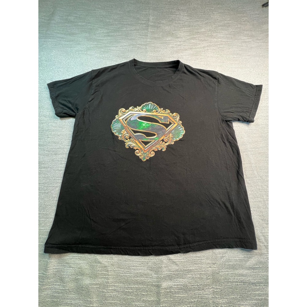 DC Comics Superman Ornate Filigree Graphic T-Shirt Black Mens Large
